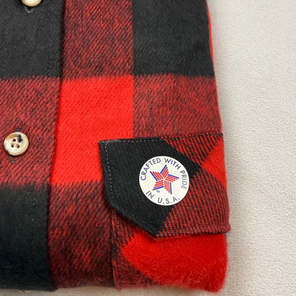 Winston Mens Large Red Black Buffalo Plaid Flannel Shirt Cotton Made in USA - Picture 4 of 6